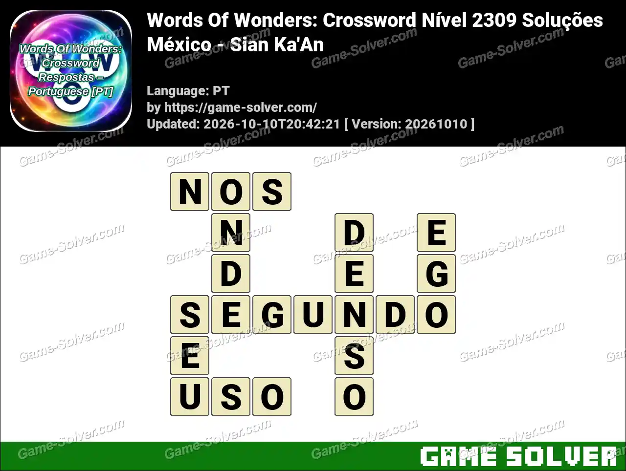 Words Of Wonders: Crossword Nível 2309 Soluções – México – Sian Ka’An